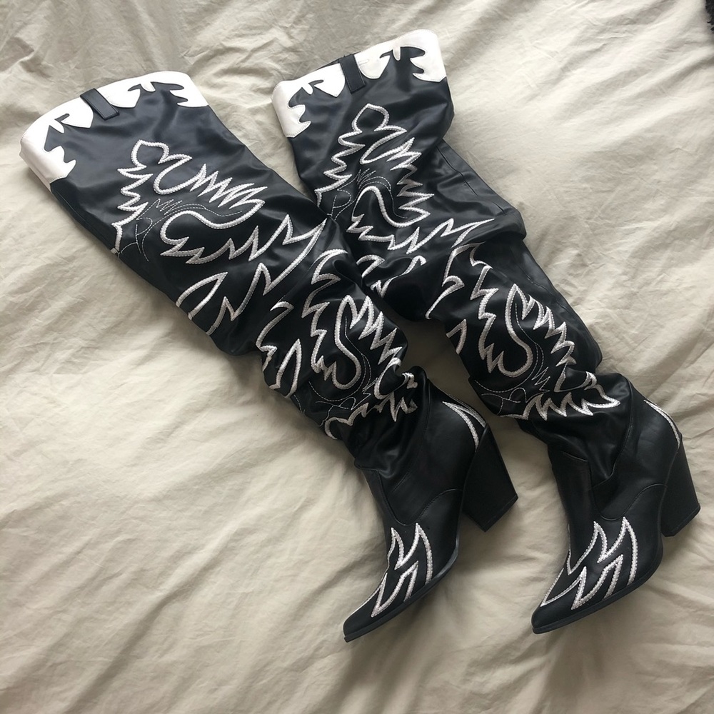 Thigh High Slouchy Cowboy Boots